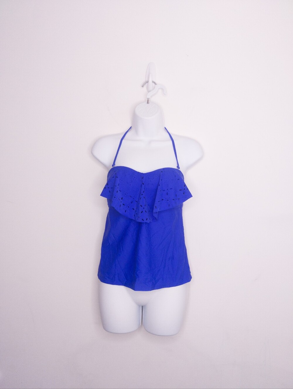 SO Juniors Flounce Bandeau Tankini Swim Top Size Medium Blue